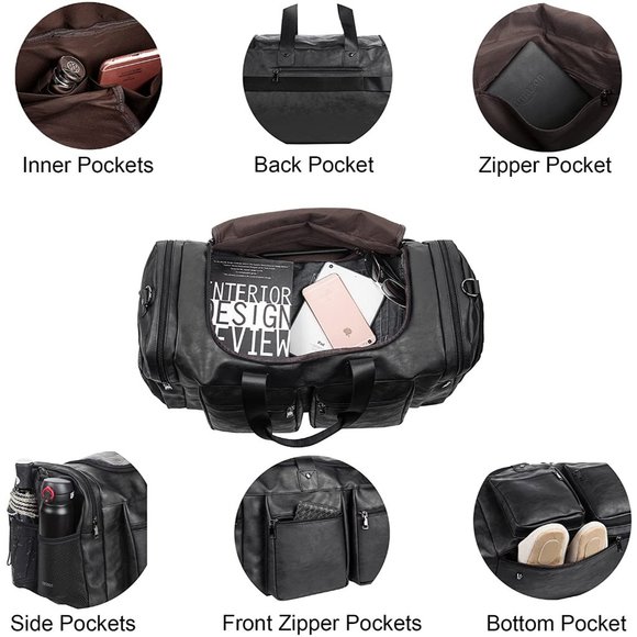 Weekender Bag with Shoe Compartment - Weekender Bag - Men's Travel Duffle Bag - Picture 4 of 4